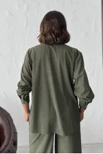 Topshow Wholesale Corduroy Embroidered Shirt - Khaki | F1997