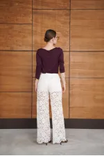 Embroidered Trousers - Cream | D2967 - Topshow