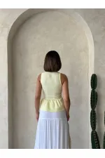 Güpür Detaylı Askılı Toptan Bluz   Sarı | Topshow