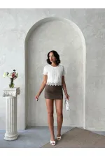 Nakışlı Dantel Bluz - Ham | Topshow