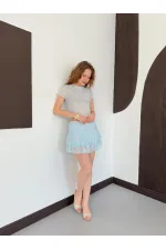 D 2996 EMBELLISHED LACE SKIRT - BLUE D 2996 EMBELLISHED LACE SKIRT - BLUE