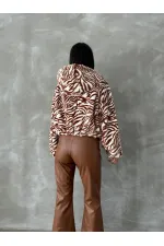 Leopar Bskılı Pejuş Toptan Mont - Taba Zebra | TOPSHOW | F1654