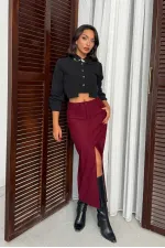 Jupe en velours côtelé Topshow en gros - Bordeaux | F2033