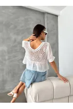 Topshow Cream Gray Embroidered Wholesale Blouse