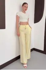 Pantolon - Sarı | D2381 Topshow