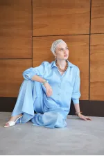 Satin Shirt - Blue | F2062 - Topshow