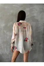 Embroidered Organza Wholesale Shirt - Stone | TOPSHOW | F1690