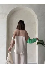 Chemise ornée en gros - Pierre émeraude | TOPSHOW | F1447