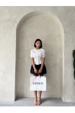 Gathered Shirt with Collar Detail - Cream | Topshow