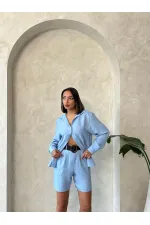 TOPSHOW Mavi Kemerli Toptan Şort