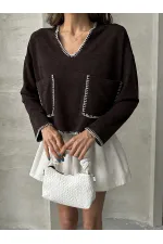 Shepherd's Stitched Knitwear Wholesale Blouse - Claret Red | TOPSHOW | F1652