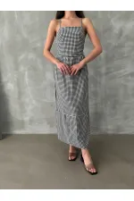 Topshow Black Strap Ankle Length Wholesale Dress