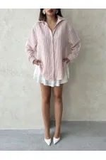 Çoban  Dikişli Keten Gömlek - Krem Pembe - D2597 | Topshow | F1917