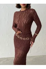 Brown Long Sleeve Transparent Wholesale Blouse | Topshow | F1886