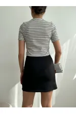 Jupe rayée noire Topshow, chemisier rayé en dentelle (vente en gros)