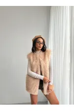 Artificial Fur Women's Wholesale Vest – Soft Texture - STONE