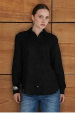 Corded Wholesale Shirts - Black | F2079 - Topshow