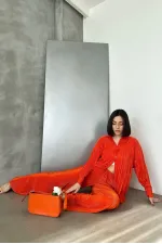 Topshow Orange Pleated Wholesale Trousers