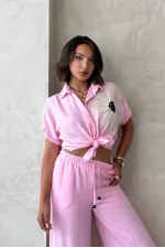 Çiçek Detaylı Toptan Gömlek - Pembe | Topshow Çiçek Detaylı Toptan Gömlek - Pembe | Topshow