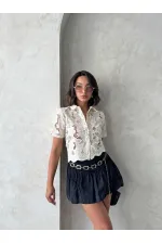 Dantel Gömlek - Açık Taş | Topshow