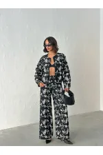 Çiçek Nakışlı Fermuarlı Ceket - Siyah | Topshow | F1948