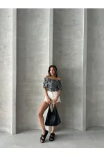 Topshow Gray Leopard Burnt Velvet Wholesale Blouse