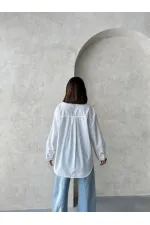 Çizgili Keten Gömlek - Kahve | Topshow | F1917