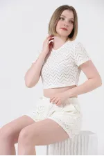 Short en maille crème Topshow en gros