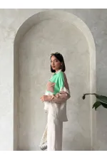 Chemise ornée en gros - Pierre émeraude | TOPSHOW | F1447