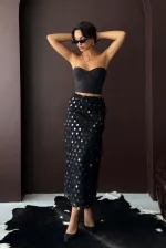 Jupe midi de soirée Topshow à sequins - Noire | Automne/Hiver 2012