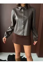 Chemises en similicuir Topshow en gros - Prune | F2044