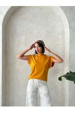 Omuzu Dantelli t-Shirt - Hardal Topshow