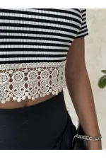 Striped Blouse with Lace Skirt - Bold Stripes | Topshow