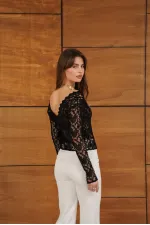 F 2071 LACE BLOUSE - BLACK