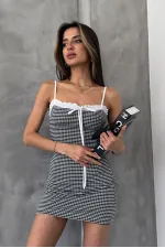 Topshow Siyah Pitikare Askılı Toptan Elbise