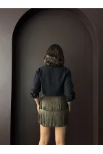 Topshow Tasseled Scuba Suede Skirt - Khaki | F2030