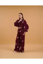Embroidered Wholesale Trousers - Claret Red | Topshow | F1712