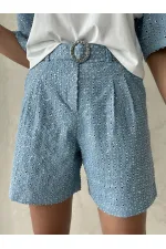 Pullu Kot Şort - Mavi | Topshow