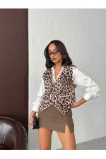 Toptan Leopar & Shearling Kadın Yelek