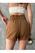Topshow Bitter Coffee Waistband with Looped Pocket Wholesale Shorts