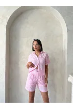 Nakışlı Vual Şort - Pembe Topshow