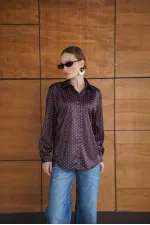 Chemise satinée à pois - Marron | F2076 - Topshow