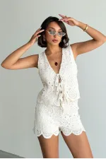 Dantel Şort - Ham | Topshow