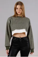 Crop Wholesale Blouse - Khaki | TOPSHOW | F1544