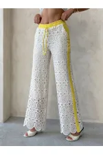 Kot Detaylı Dantel Pantolon - Sarı | Topshow | F1759