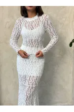 Lace Wholesale Evening Blouse - Cream | TOPSHOW | F1886