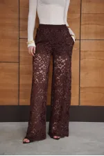 Embroidered Trousers - Brown | D2967 - Topshow