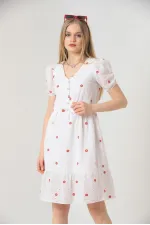 Robe Topshow rouge à fleurs mi-longue, vente en gros