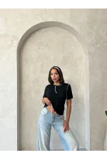 Topshow Siyah Çoban Dikişli Toptan Tişört