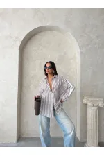 Chemise rayée en lin - Marron | Topshow | F1919